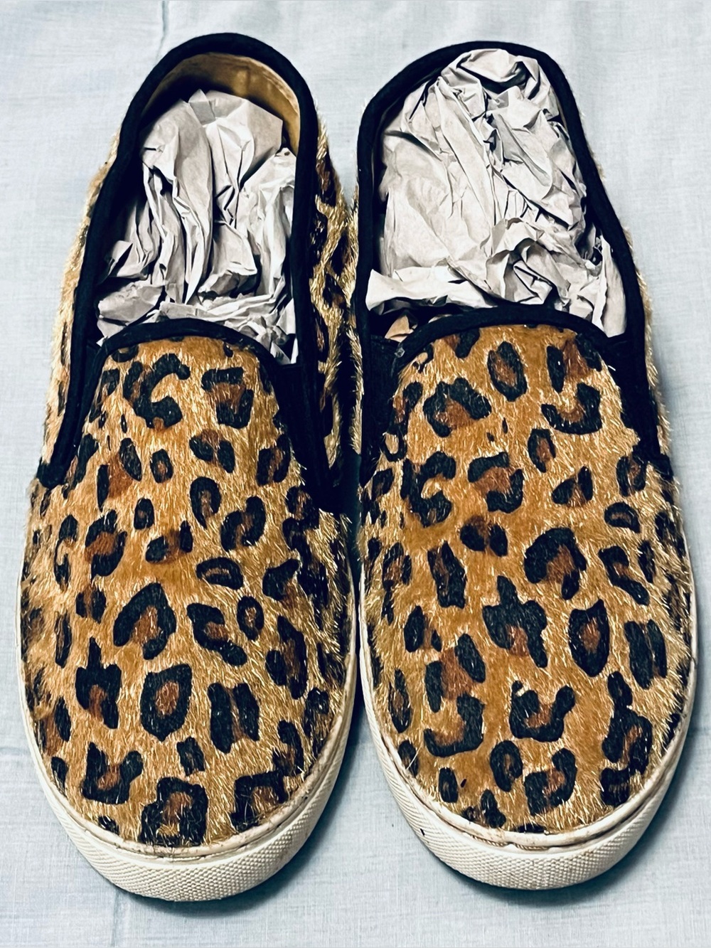 Leopard-Print Slip-On Sneakers - Women's Brown Black Casual Shoes